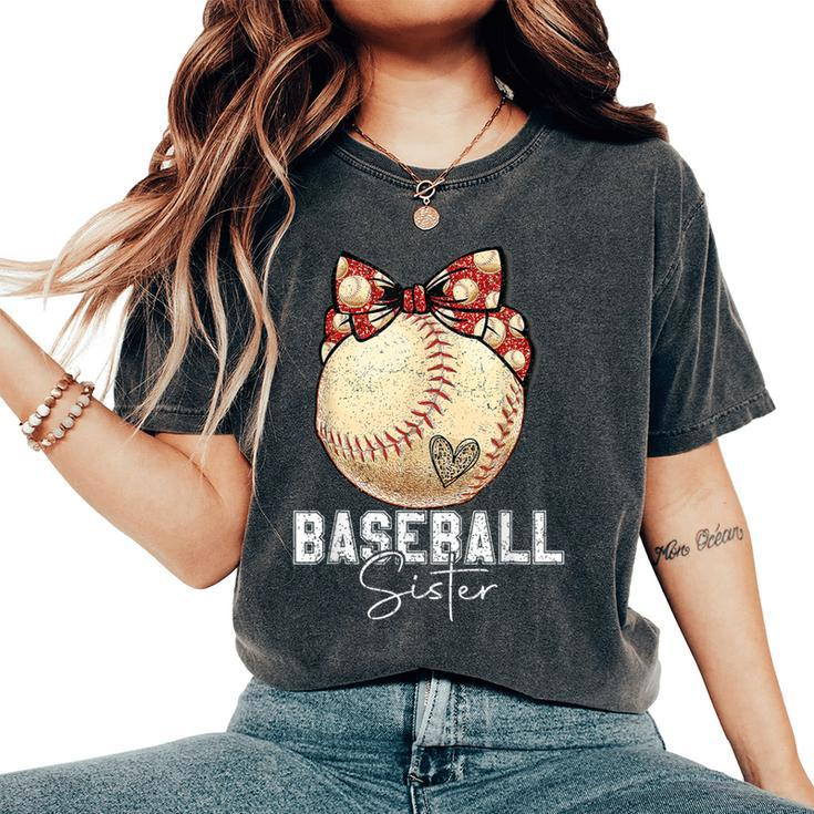 Baseball Sister Leopard Mother's Day Girls Womens Women's Oversized Comfort T-Shirt