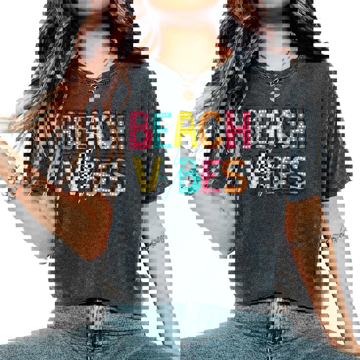 Beach Vibes Hello Summer Vacation Girl N Colorful Women's Oversized Comfort T-Shirt