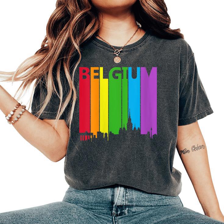 Belgium Skyline Lgbt Pride Women's Oversized Comfort T-Shirt