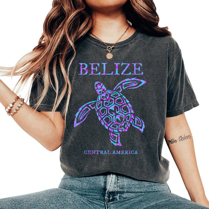 Belize Sea Turtle Retro Boys Girls Vacation Souvenir Women's Oversized Comfort T-Shirt