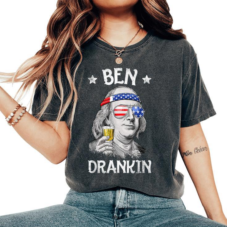 Ben Drankin 4Th Of July Benjamin Franklin Usa Flag Women's Oversized Comfort T-Shirt