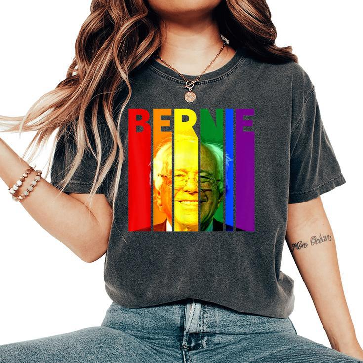 Bernie Sanders Gay Lgbtq Rainbow Vintage Democrat Voter Women's Oversized Comfort T-Shirt