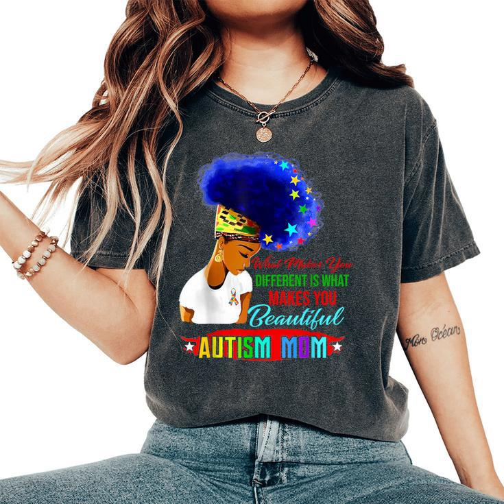 Black Afro American Autism Awareness Mom Rainbow For Women Women's Oversized Comfort T-Shirt