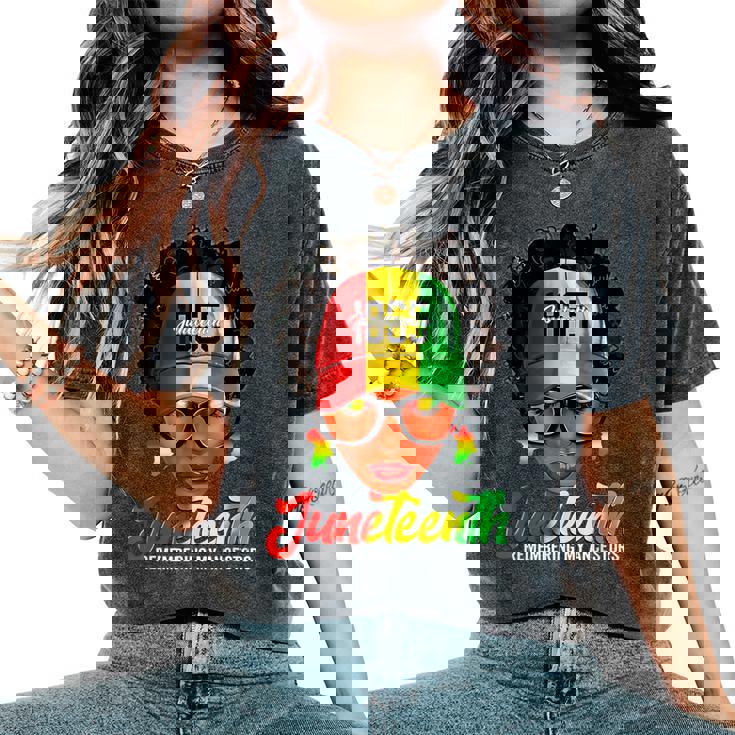 Black Messy Bun Junenth Remembering My Ancestors Women's Oversized Comfort T-Shirt