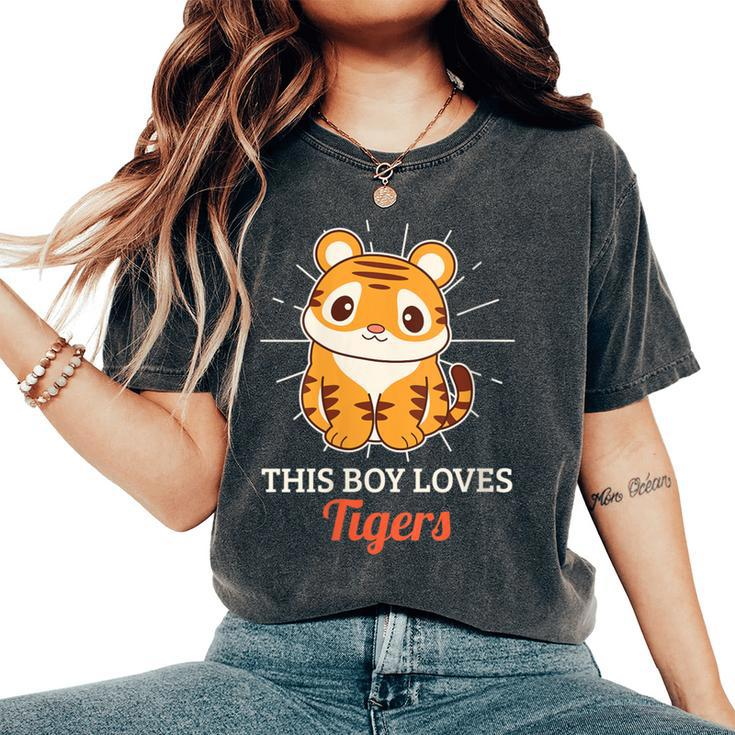 This Boy Loves Tigers Wild Animal Zoo Women's Oversized Comfort T-Shirt