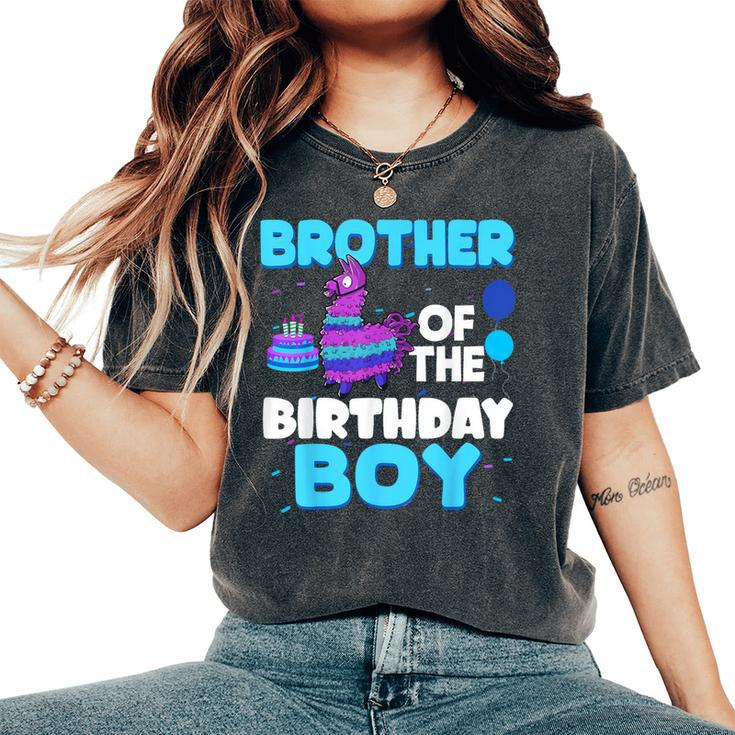 Brother Of The Birthday Boy Llama Family Party Decorations Women's Oversized Comfort T-Shirt