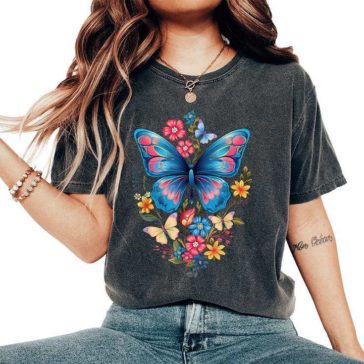 Butterfly With Flowers I Aesthetic Butterfly Women's Oversized Comfort T-Shirt