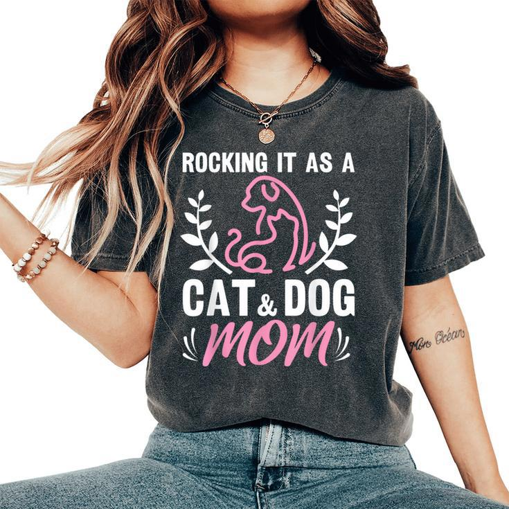 Cat And Dog Mom Fur Mama Mother's Day Women's Oversized Comfort T-Shirt