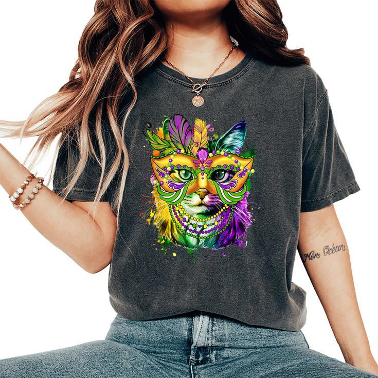 Cat Mardi Gras For Girls Cat Lover New Orleans Women's Oversized Comfort T-Shirt
