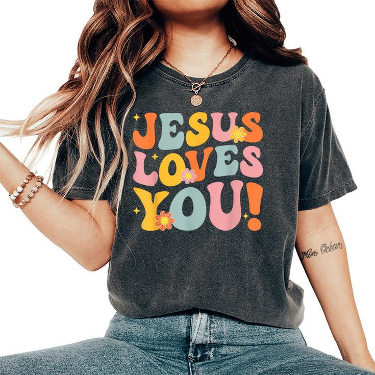 Christian Jesus Loves You Groovy Vintage Cute Kid Boy Girl Women's Oversized Comfort T-Shirt