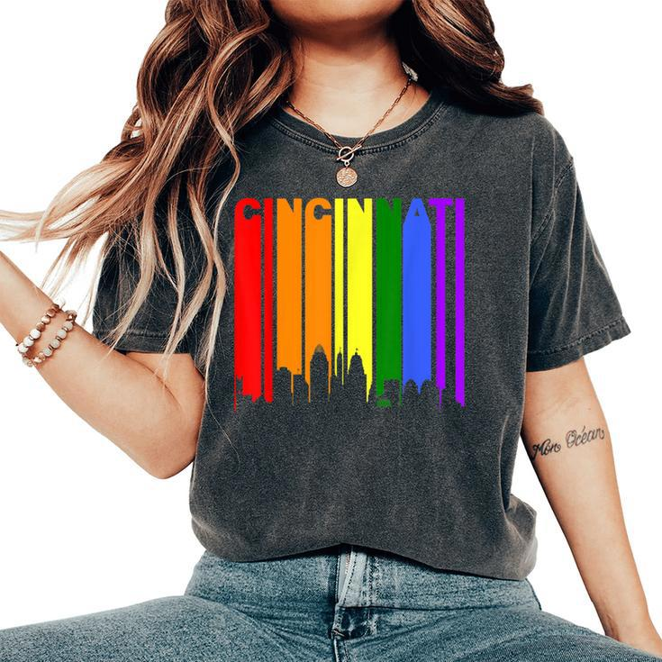 Cincinnati Ohio Downtown Rainbow Lgbt Gay Pride Women's Oversized Comfort T-Shirt