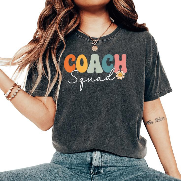 Coach Squad Team Retro Groovy Vintage First Day Of School Women's Oversized Comfort T-Shirt