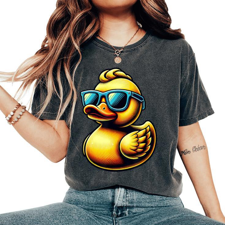 Cool Rubber Duck With Sunglasses Duckling Cute Ducky Women's Oversized Comfort T-Shirt