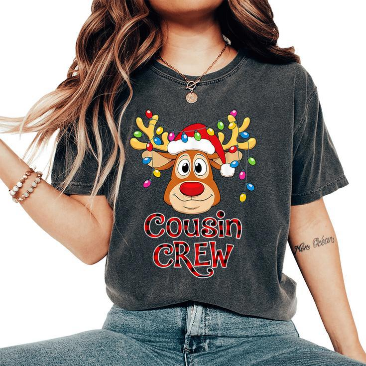 Cousin Crew Christmas Reindeer Santa Hat Xmas Women Women's Oversized Comfort T-Shirt