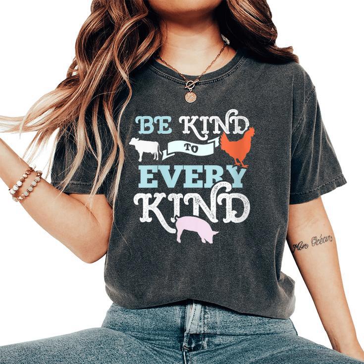 Cow Chicken Pig Support Kindness Animal Equality Vegan Women's Oversized Comfort T-Shirt