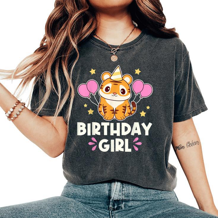Cute Birthday Girl Tiger Women's Oversized Comfort T-Shirt