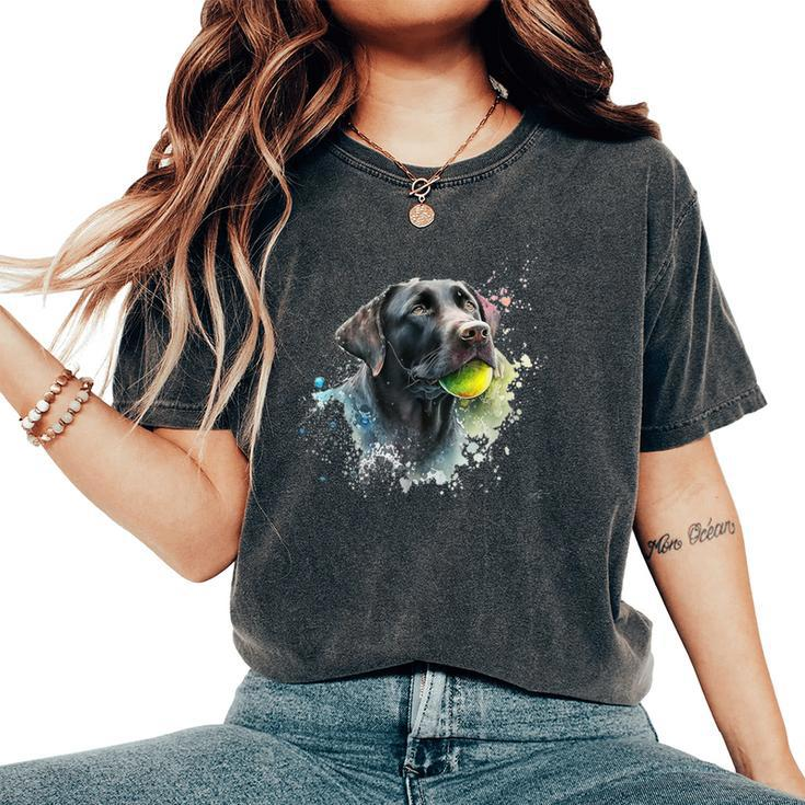 Cute Black Lab Black Labrador Retriever Puppy Dog Mom Animal Women's Oversized Comfort T-Shirt