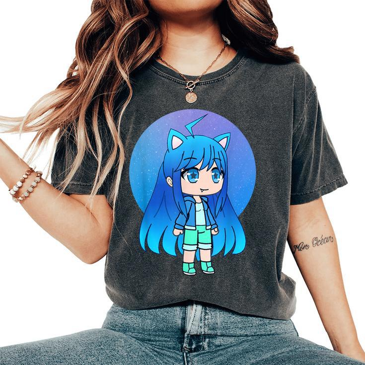 Cute Chibi Style Kawaii Anime Girl Aquachan Women's Oversized Comfort T-Shirt