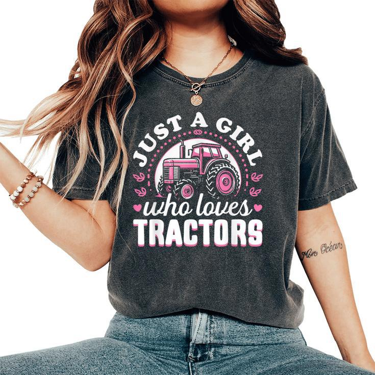 Cute Tractor Pink Just A Girl Who Loves Tractors Women's Oversized Comfort T-Shirt
