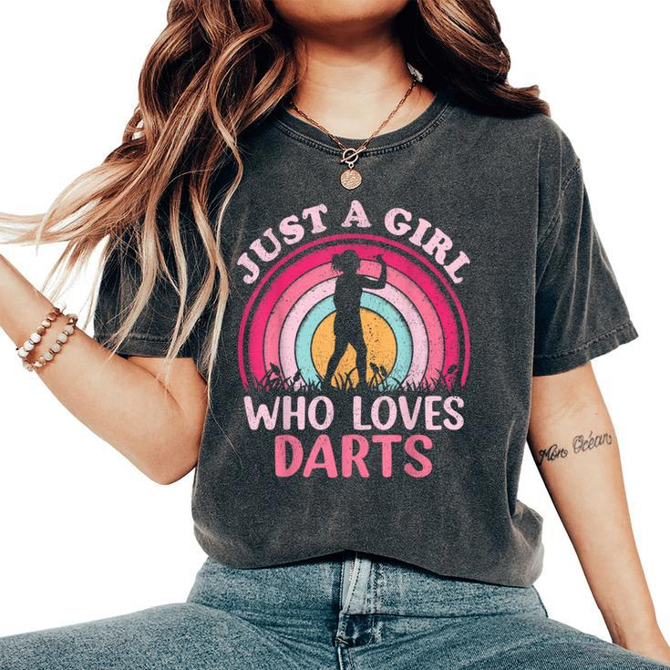 Dart Player Vintage Retro Just A Girl Who Loves Darts Women's Oversized Comfort T-Shirt