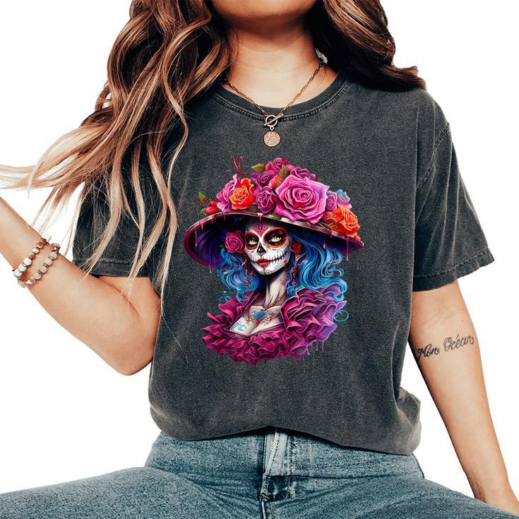 De Los Muertos La Catrina Day Of The Dead Sugar Skull Women Women's Oversized Comfort T-Shirt
