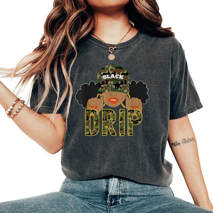 Drip Black Woman Love To Shop Camo Women's Oversized Comfort T-Shirt