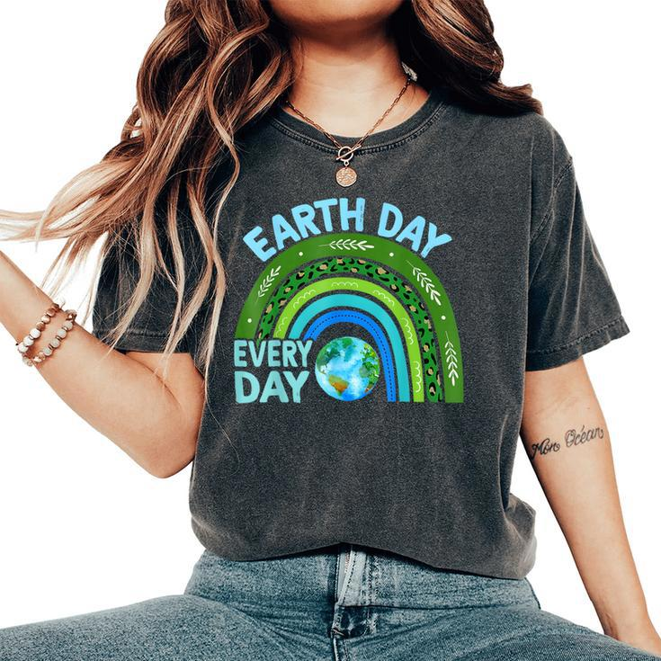 Earth Day Every Day Rainbow Earth Day Awareness Planet Women's Oversized Comfort T-Shirt