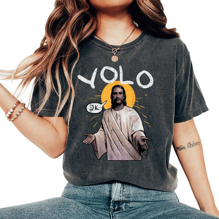 Easter Yolo Jk Jesus Religious Christian Kid Women's Oversized Comfort T-Shirt