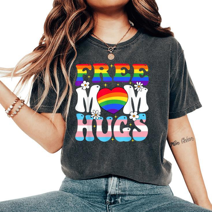 Free Mom Hug Transgender Lesbian Gay Lgbt Pride Rainbow Flag Women's Oversized Comfort T-Shirt