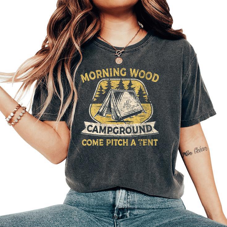 Camping Tent Morning Woods Campground Camping Women's Oversized Comfort T-Shirt