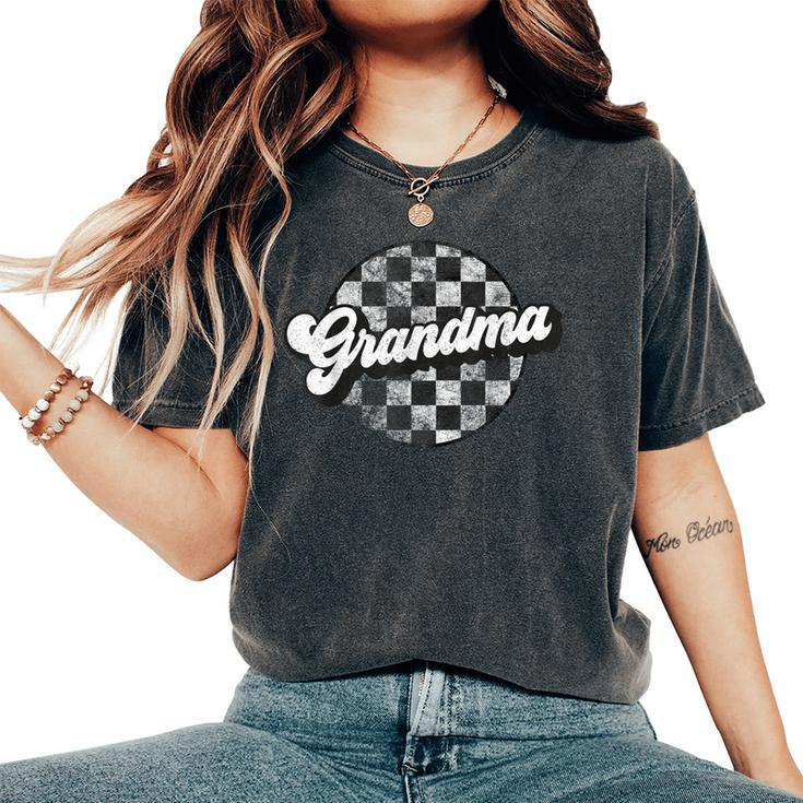 Retro Checkered Grandma Race Vintage Matching Family Women's Oversized Comfort T-Shirt