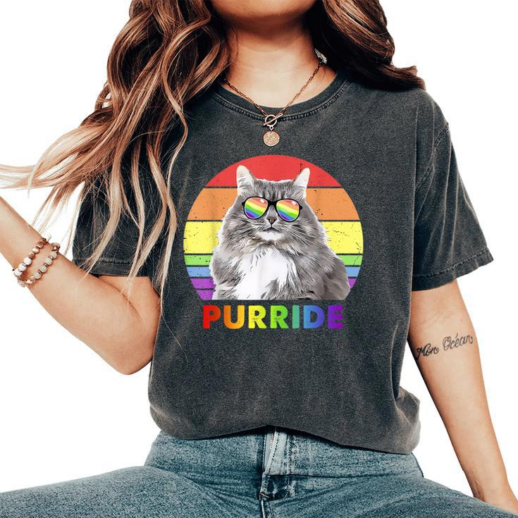Siberian Cat Rainbow Gay Pride Lgbtq Women's Oversized Comfort T-Shirt