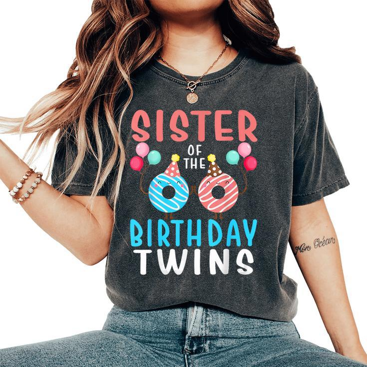Sister Of The Birthday Twins Donut Women's Oversized Comfort T-Shirt