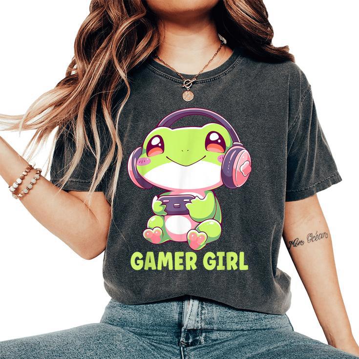 Gamer Girl Frog Gaming Kawaii Anime Gamer Frog Girls Women Women's Oversized Comfort T-Shirt