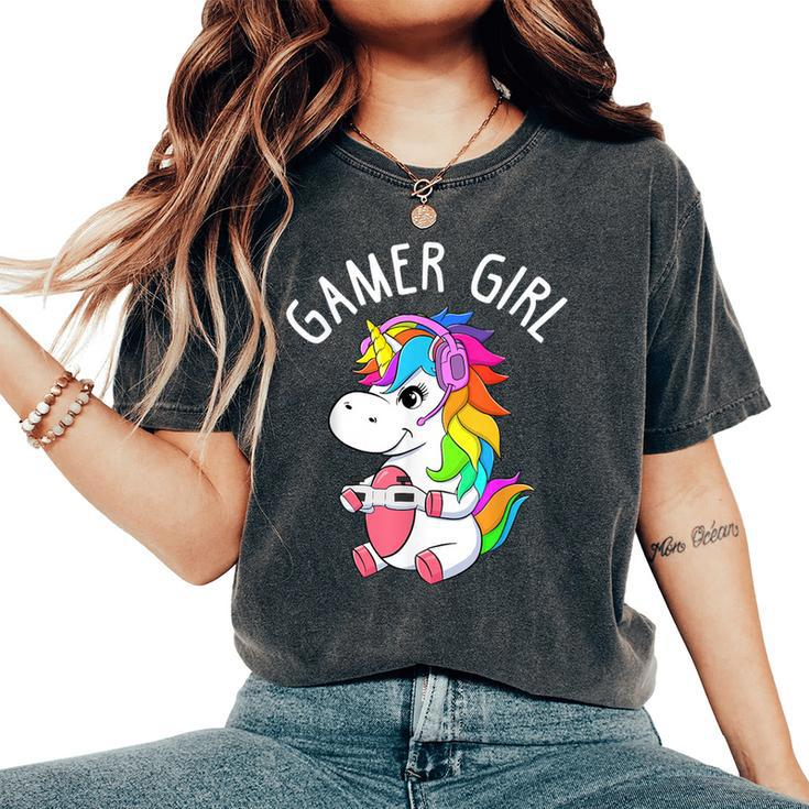 Gamer Girl Gaming Unicorn Cute Video Game Girls Women's Oversized Comfort T-Shirt