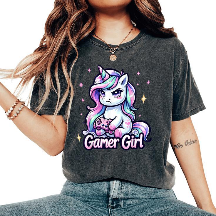 Gamer Girl Unicorn Cute Gamer Unicorn Girls Women Women's Oversized Comfort T-Shirt