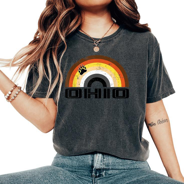 Gay Bear Ohio Rainbow Pride Vintage Distressed Women's Oversized Comfort T-Shirt