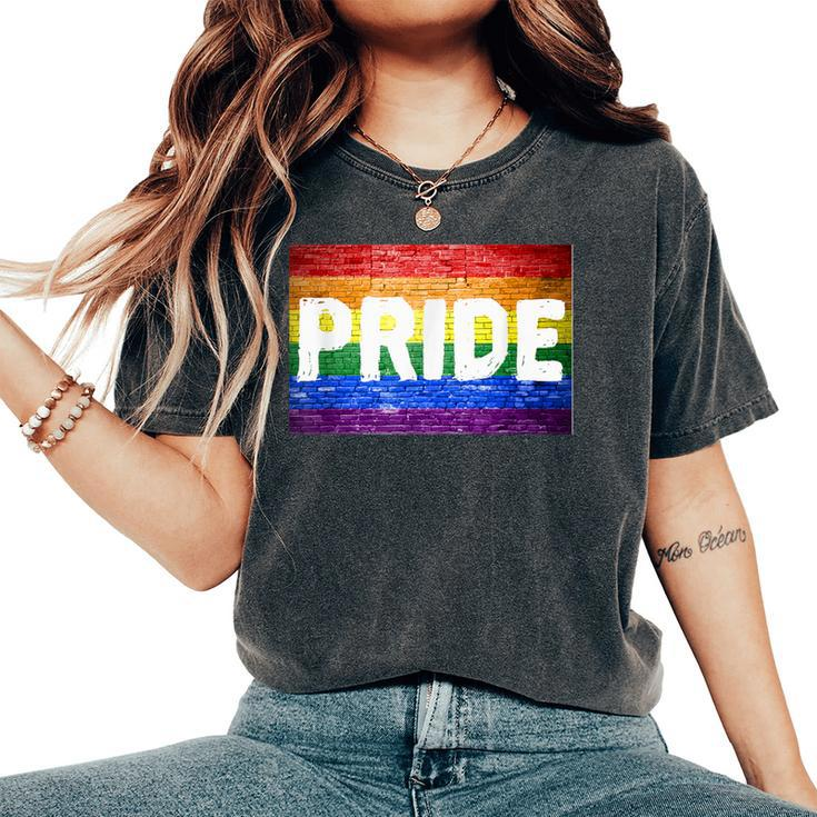 Gay Pride Proud Lgbt Rainbow Graffiti Sign Flag Women's Oversized Comfort T-Shirt