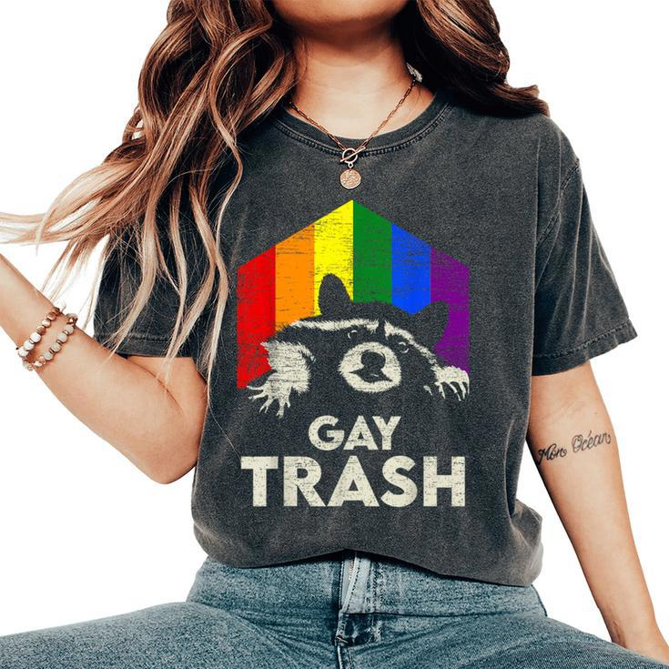 Gay Trash Raccoon Lgbt Rainbow Gay Pride Month Vintage Women's Oversized Comfort T-Shirt