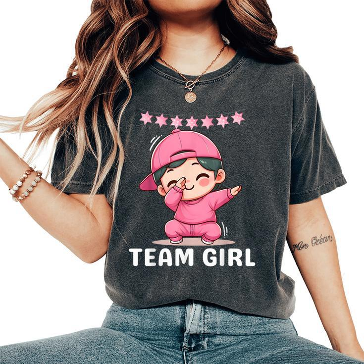 Gender Reveal Party Team Girl Dabbing Cute Baby Pink Teams Women's Oversized Comfort T-Shirt