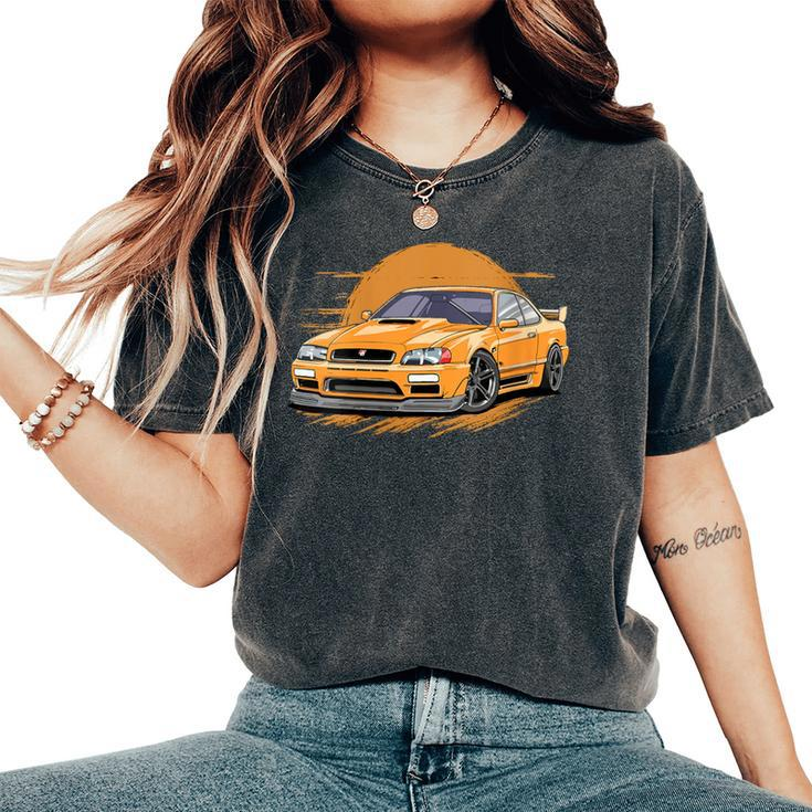 Girl Jdm Japanese Drift Car Vintage Sunset Graphic Night Women's Oversized Comfort T-Shirt