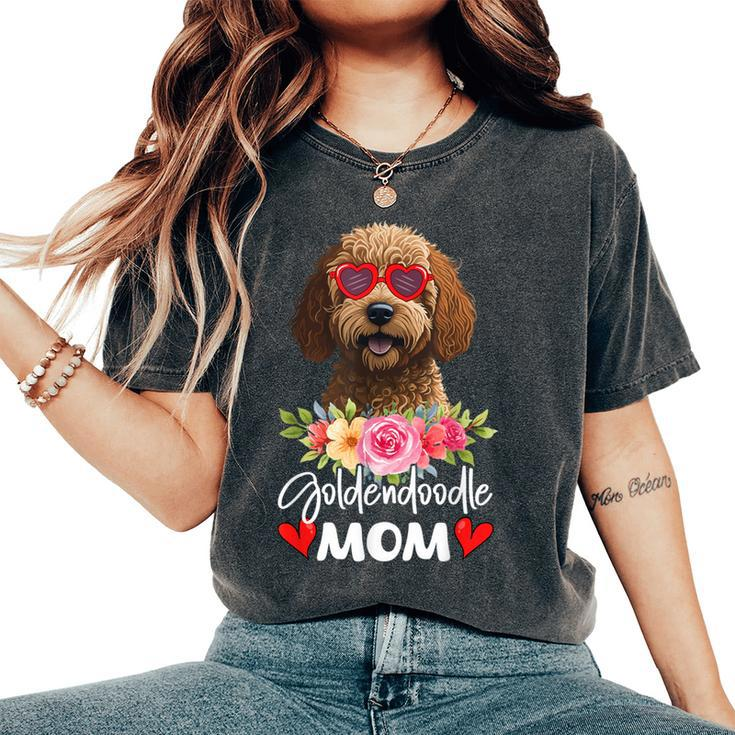 Goldendoodle Mom Mama Sunglasses Flower Dog Lover Owner Women's Oversized Comfort T-Shirt
