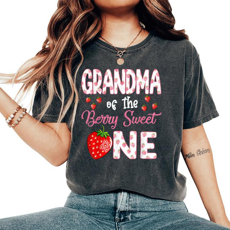 Grandma Of The Berry Sweet One Strawberry First Birthday Women's Oversized Comfort T-Shirt
