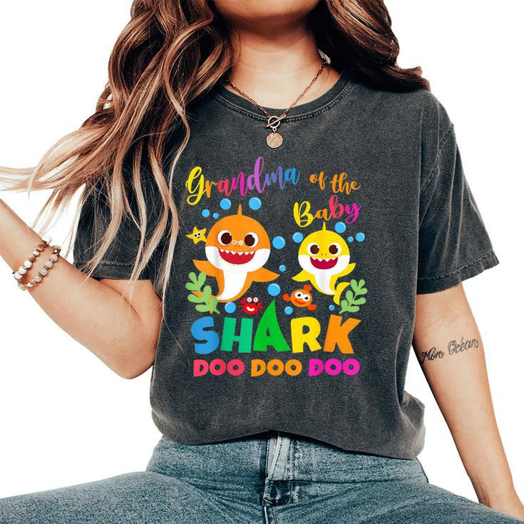Grandma Of The Shark Birthday Boy Girl Party Family Women's Oversized Comfort T-Shirt