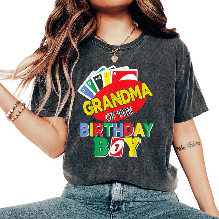 Grandma Of The Uno Birthday Boy Uno Birthday Boy Women's Oversized Comfort T-Shirt