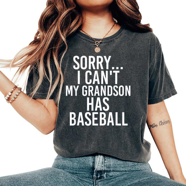 Grandpa Grandma My Grandson Has Baseball Women's Oversized Comfort T-Shirt