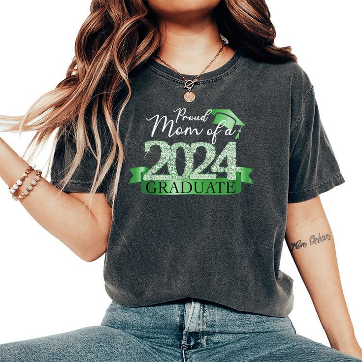 Green Black Proud Mom Of A 2024 Graduate Decoration Women's Oversized Comfort T-Shirt