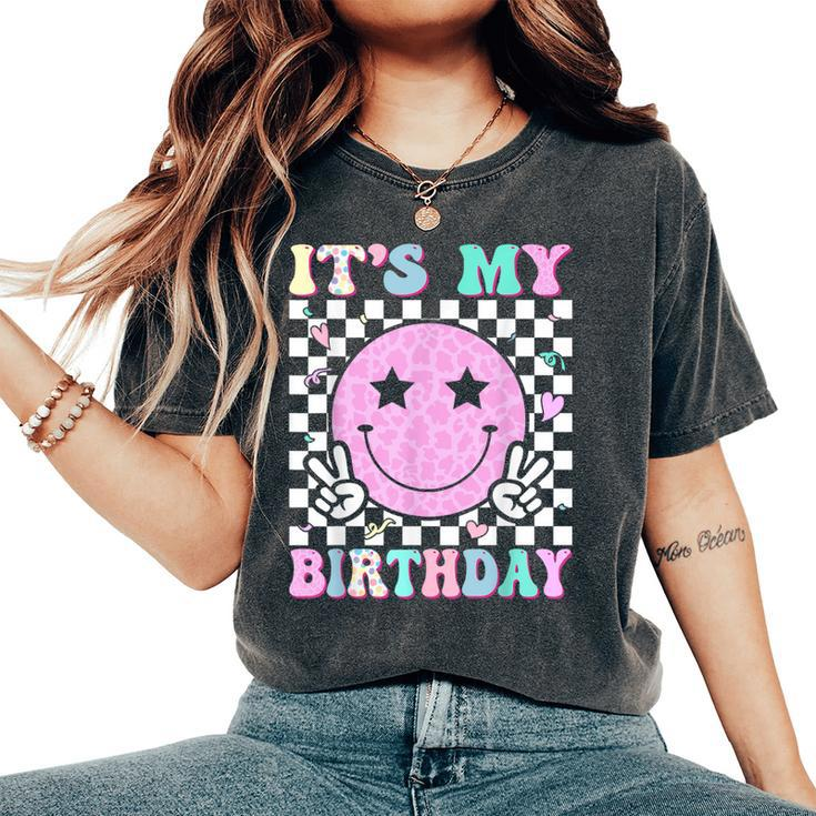 Groovy It's My Birthday Ns Girls Smile Face Bday Women's Oversized Comfort T-Shirt