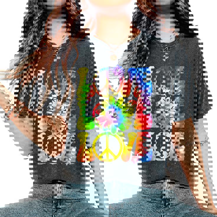 Groovy Tie Dye Love Retro 70'S Hippie Vintage 70S Costume Women's Oversized Comfort T-Shirt