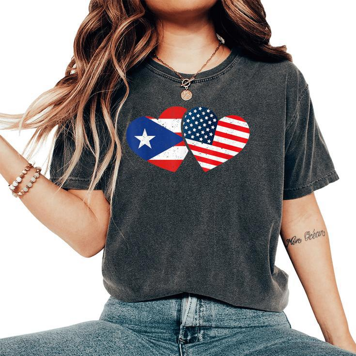 Half American Puerto Rican Girl Usa Puerto Rico Flag Boricua Women's Oversized Comfort T-Shirt